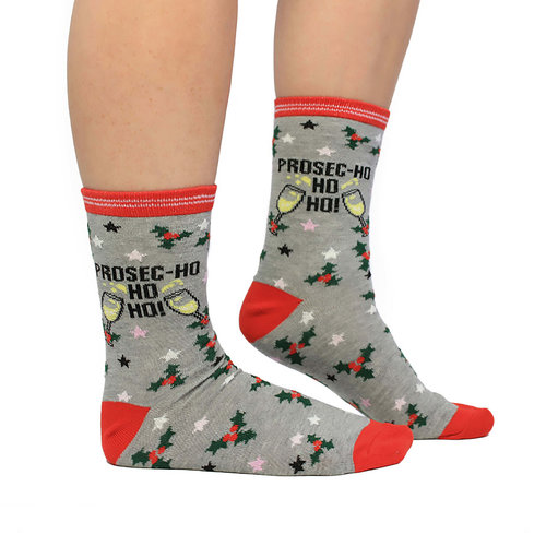 ODD Socks Ladies Xmas Socks  Prosec-Ho-Ho-Ho  Size 37-42 