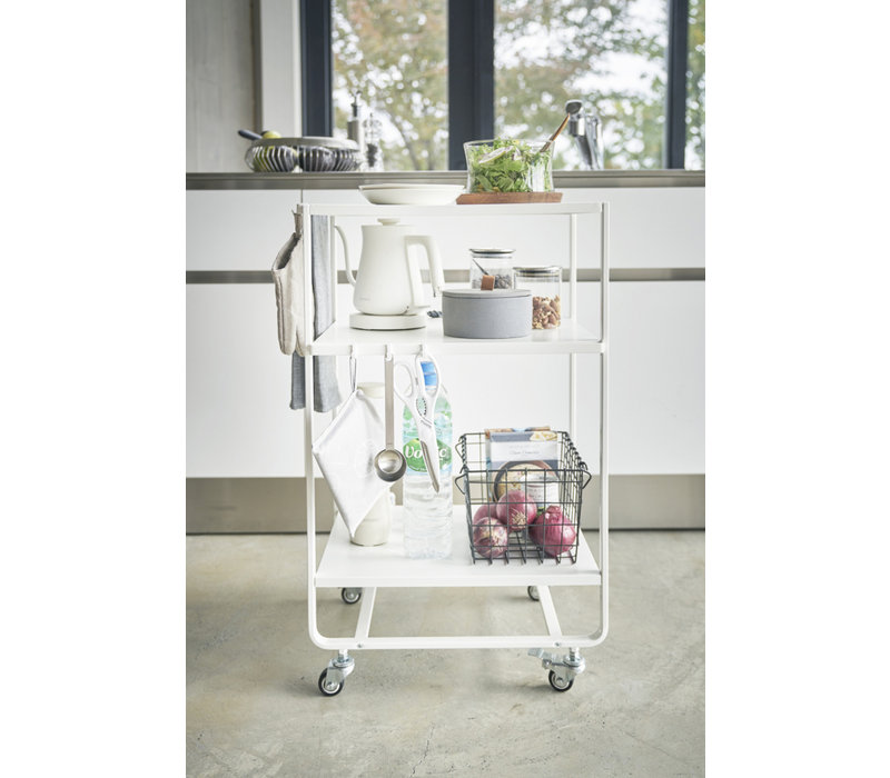 Yamazaki Rolling Kitchen Wagon Tower White