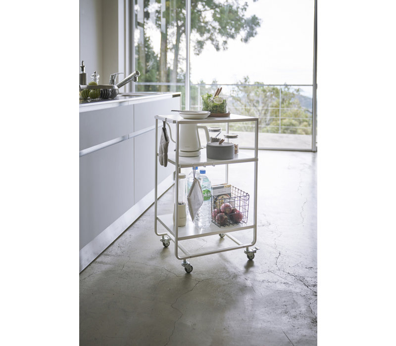 Yamazaki Rolling Kitchen Wagon Tower White