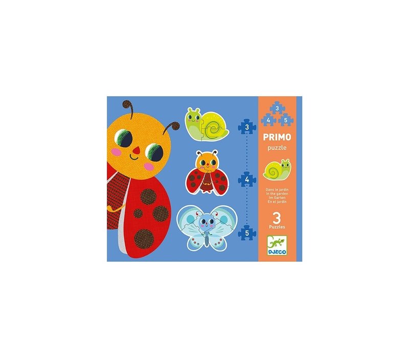 Djeco Primo Puzzle In the Garden 3, 4, 5 pieces