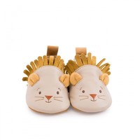 Moulin Roty Chaussons en Cuir beige'Sous mon Baobab' 0/6 maand