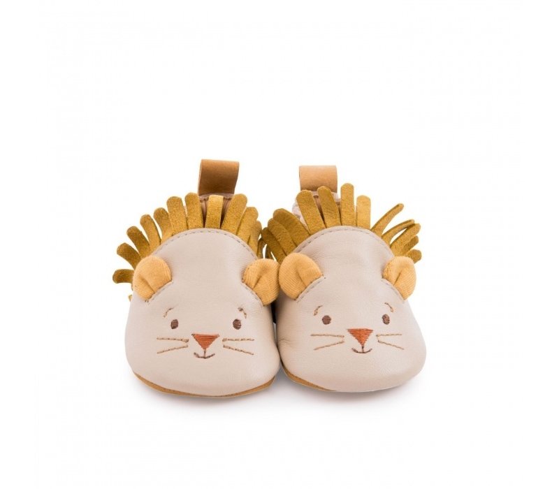 Moulin Roty Leather Beige Slippers Sous mon Baobab 0 6 maand