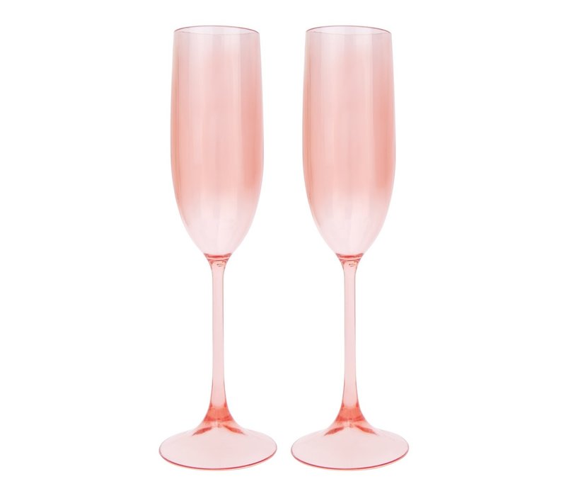 Sunnylife Poolside Set van 2 Champagne Glazen Poeder Roze