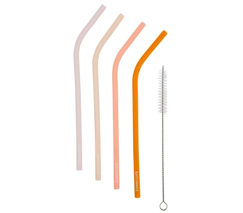 Sunnylife 4 Reusable Silicone Straws Multi