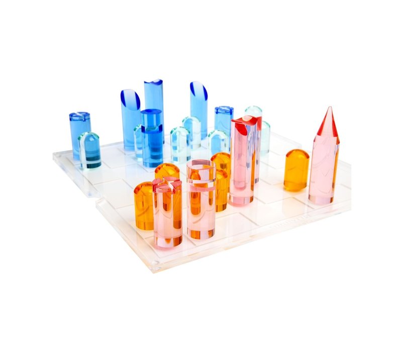 Sunnylife Lucite Chess & Checkers Rainbow