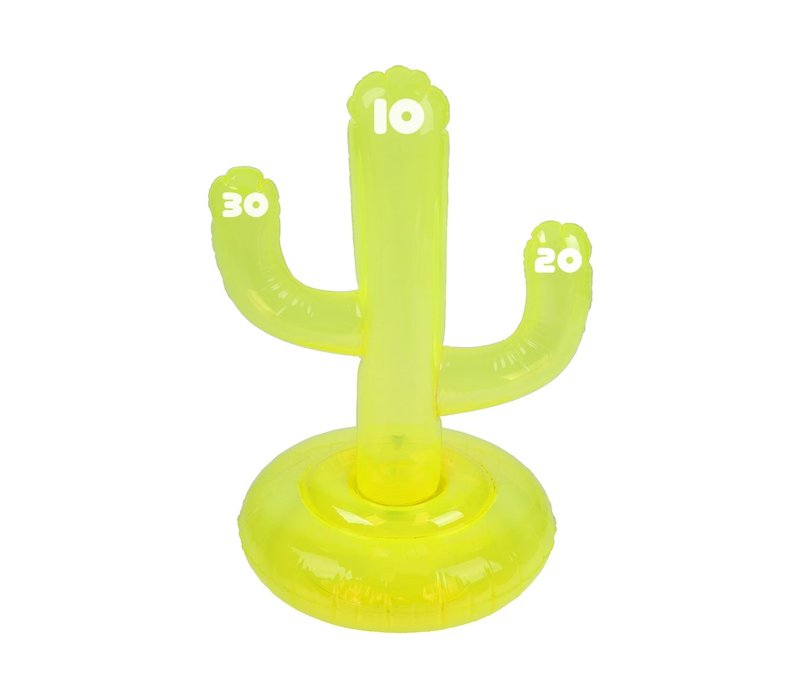 Sunnylife Opblaasbaar Ring Toss Spel 'Cactus' Neon Lime