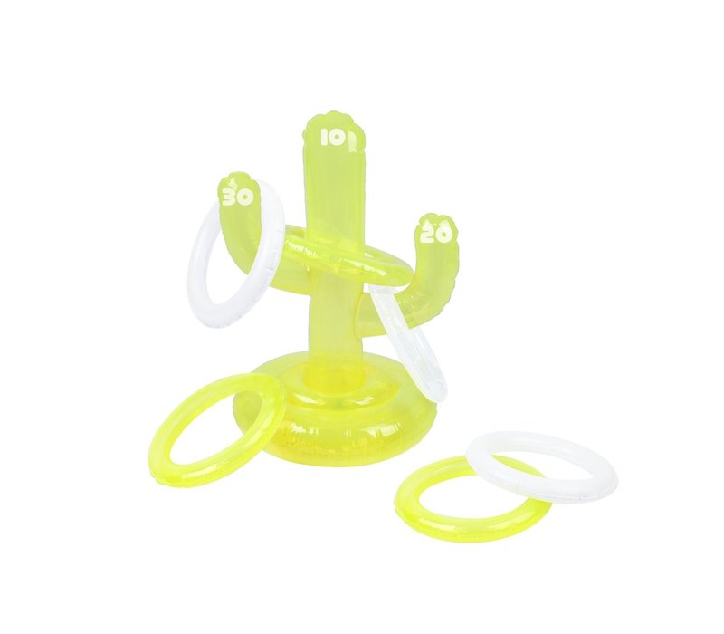 Sunnylife Opblaasbaar Ring Toss Spel 'Cactus' Neon Lime