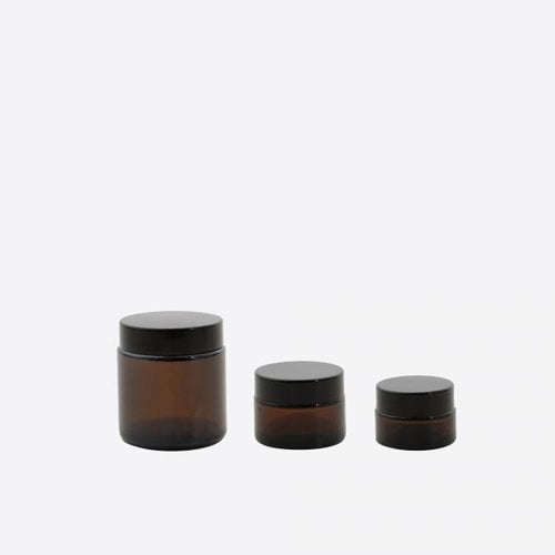 Point Virgule Set de 3 pots à Cosmétiques en Verre 