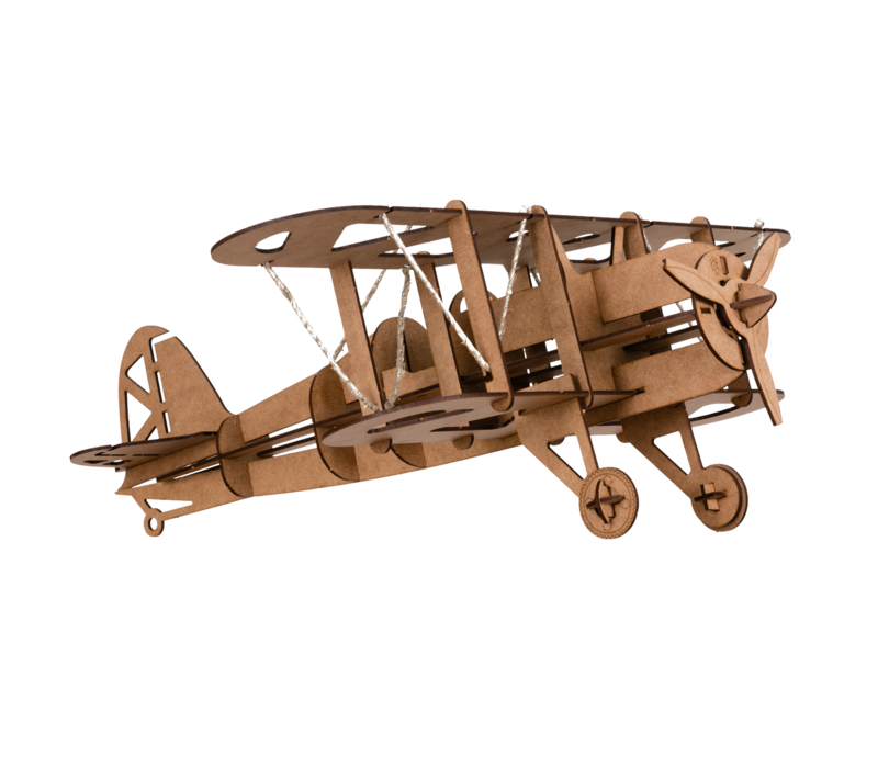Kelpi Biplane large size wooden 3D model