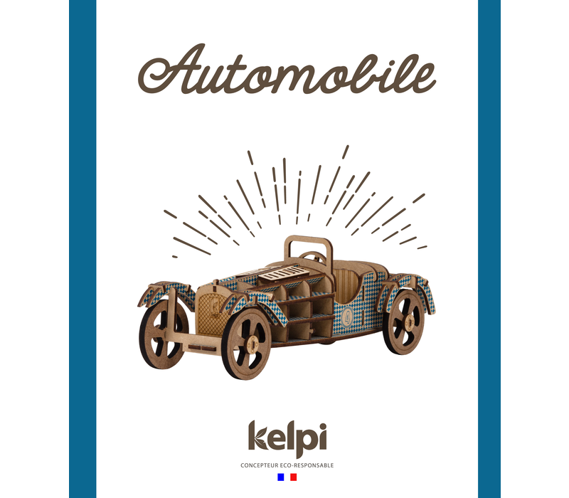 Kelpi Car small size blue wooden 3D model