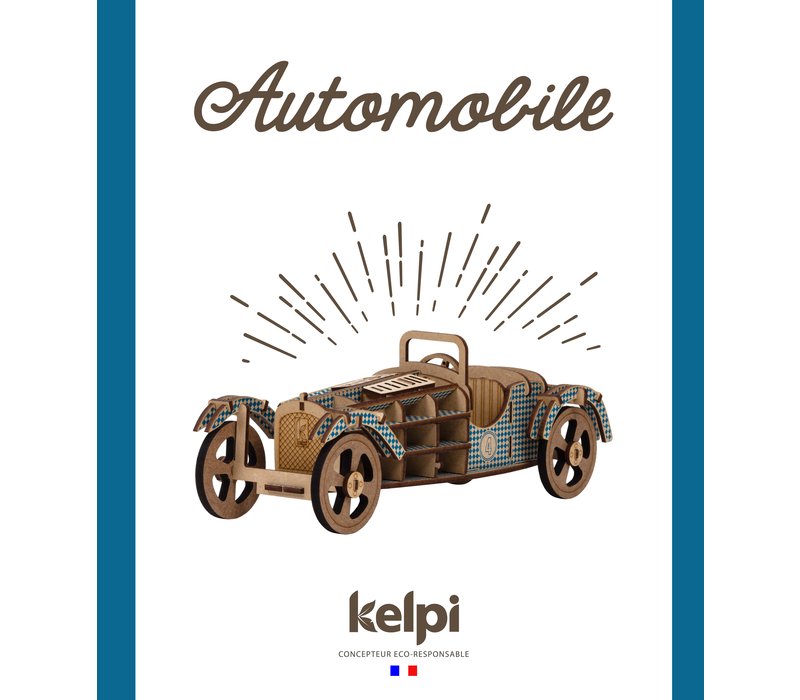 Kelpi Voiture de petite taille bleu modèle 3D en bois