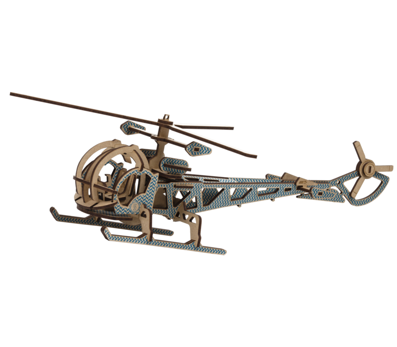 Kelpi Helicopter small size blue wooden 3D model