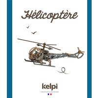 Kelpi Hélicoptère de petite taille bleu modèle 3D en bois