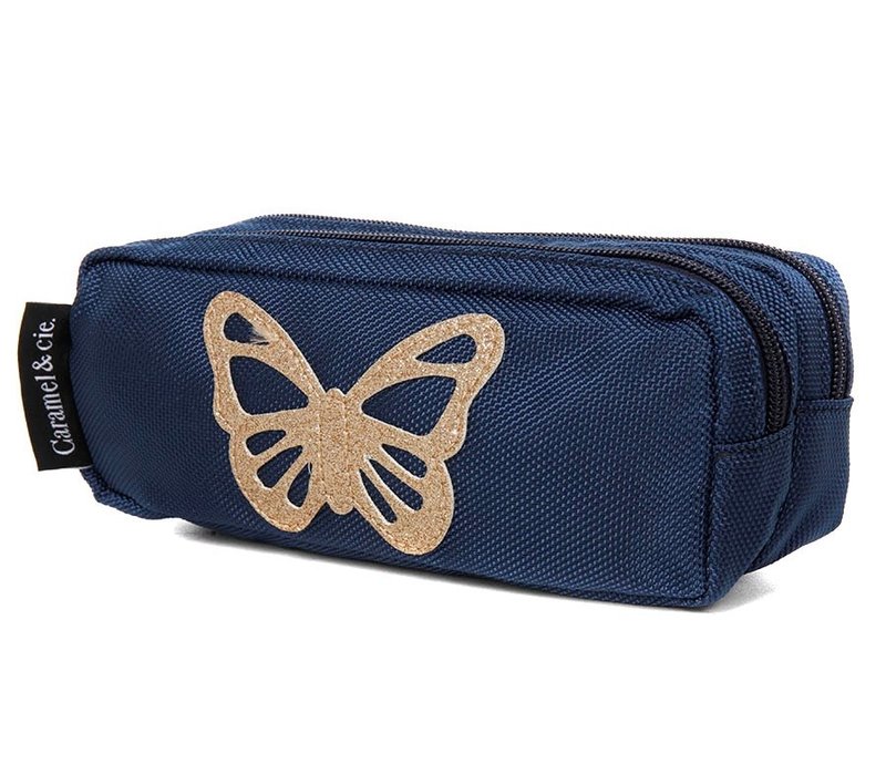 Caramel & Cie Rentrée des Classes Trousse Double Blue butterfly