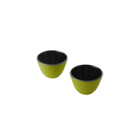 Point-Virgule Set of 2 cast iron teacups silver green 120 ml