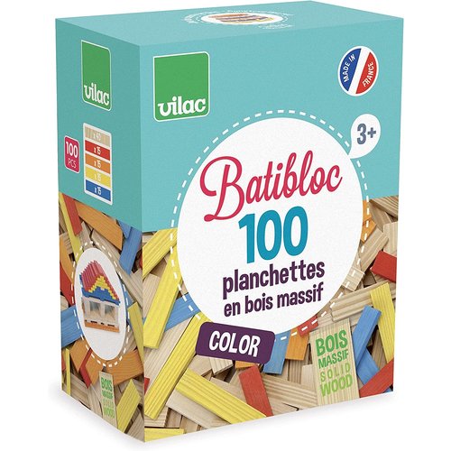 Vilac Batibloc 100 colored wood pieces set 