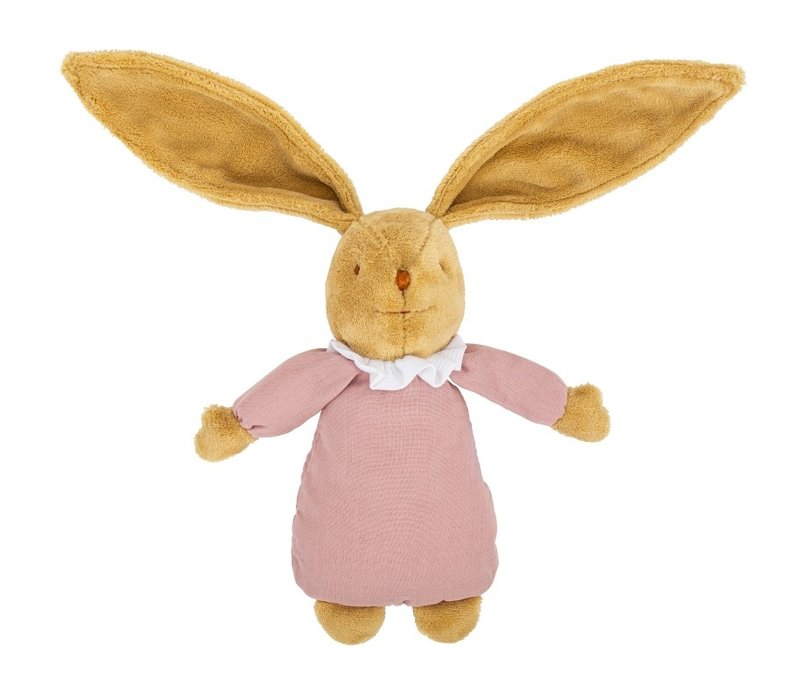 Trousselier Lapin Nid d'Ange Doudou Musical Coton Bio Vieux Rose 25Cm