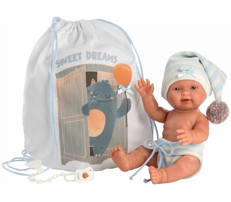 Llorens Pop 26 cm – Pasgeboren jongen Bebito realistische baby met volledig vinyl lichaam