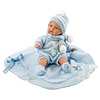Llorens Llorens Doll 38 cm – Crying doll Joel with blue blanket