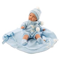 Llorens Doll 38 cm – Crying doll Joel with blue blanket