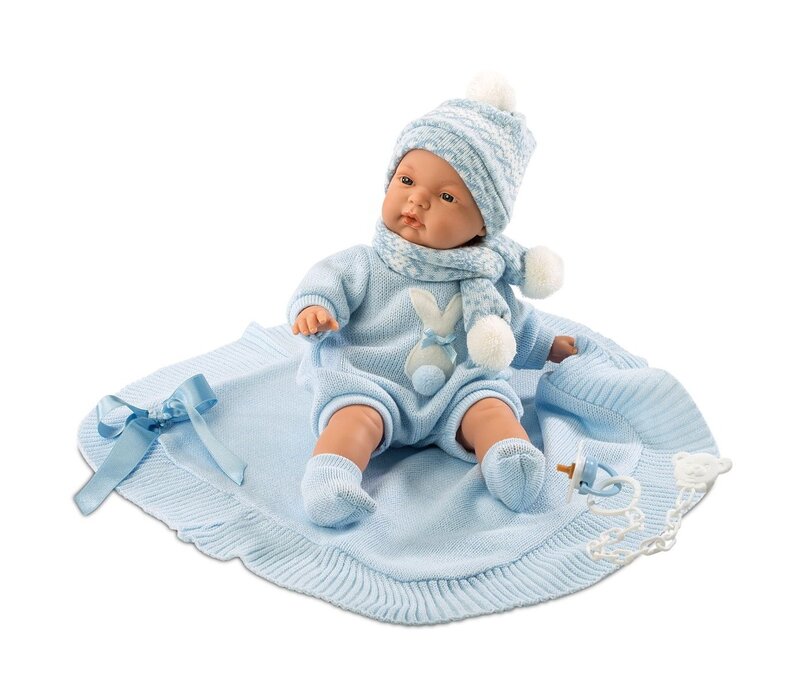 Llorens Doll 38 cm – Crying doll Joel with blue blanket