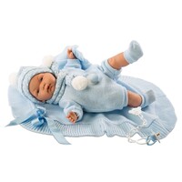 Llorens Doll 38 cm – Crying doll Joel with blue blanket