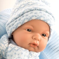 Llorens Doll 38 cm – Crying doll Joel with blue blanket