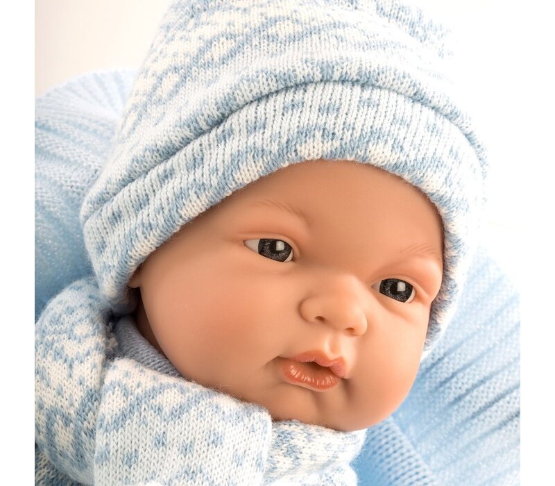 Llorens Doll 38 cm – Crying doll Joel with blue blanket