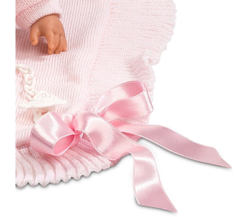 Llorens Poupée 38 cm – Poupée qui pleure Joelle avec une couverture rose