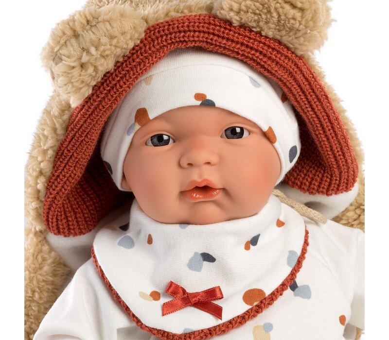 Llorens Doll 38 cm – Joel crying doll with a fur carrier