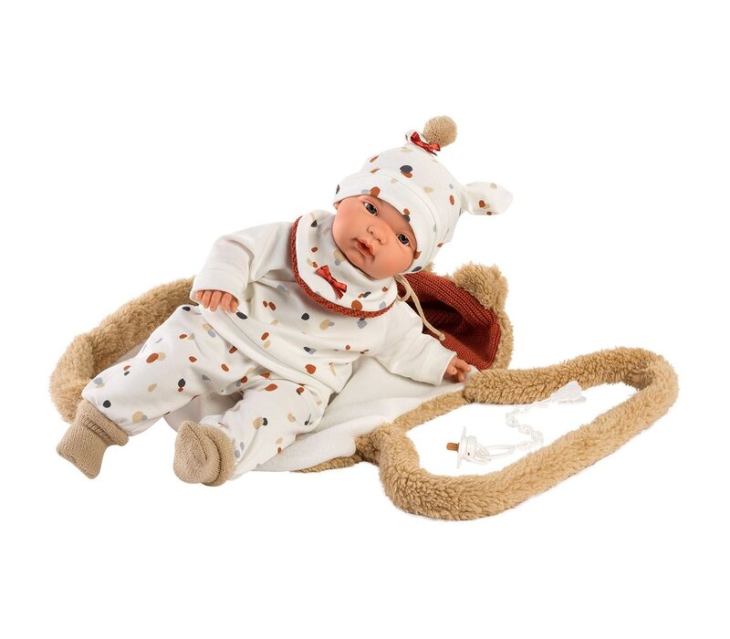 Llorens Doll 38 cm – Joel crying doll with a fur carrier