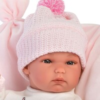 Llorens Pop 35 cm - Babypop Bimba op een roze kussen