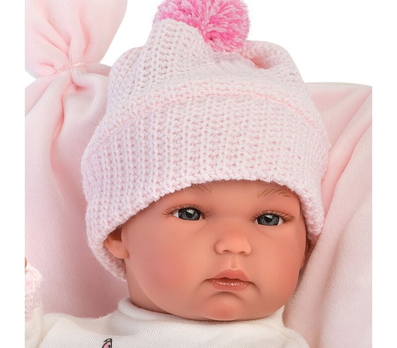Llorens Pop 35 cm - Babypop Bimba op een roze kussen