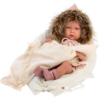 Poupée Llorens 42 cm – Poupée Mimi – Mimi qui pleure nouveau-né avec oreiller et couverture