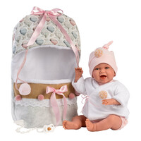 Llorens pop 42 cm – babymeisje speelgoedpop –lachende pop met slaapzak