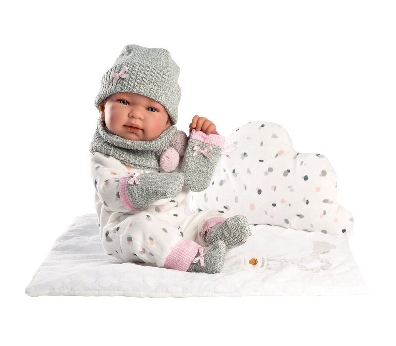 Llorens pop 42 cm - Tina newborn ingebakerd met wolkjes