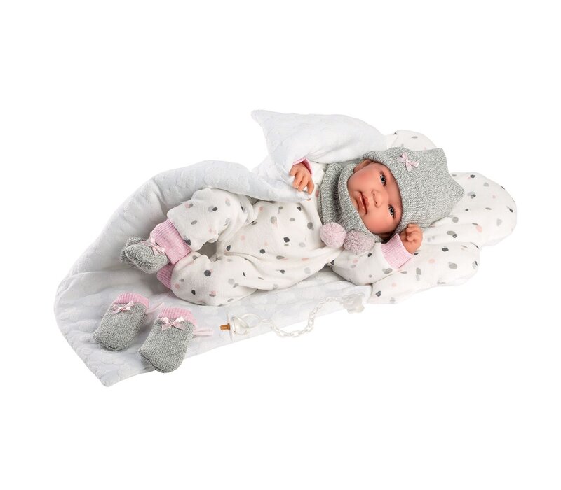Llorens pop 42 cm - Tina newborn ingebakerd met wolkjes