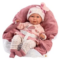 Llorens Doll 42 cm – Baby doll Mimi –Crying newborn with baby carrier