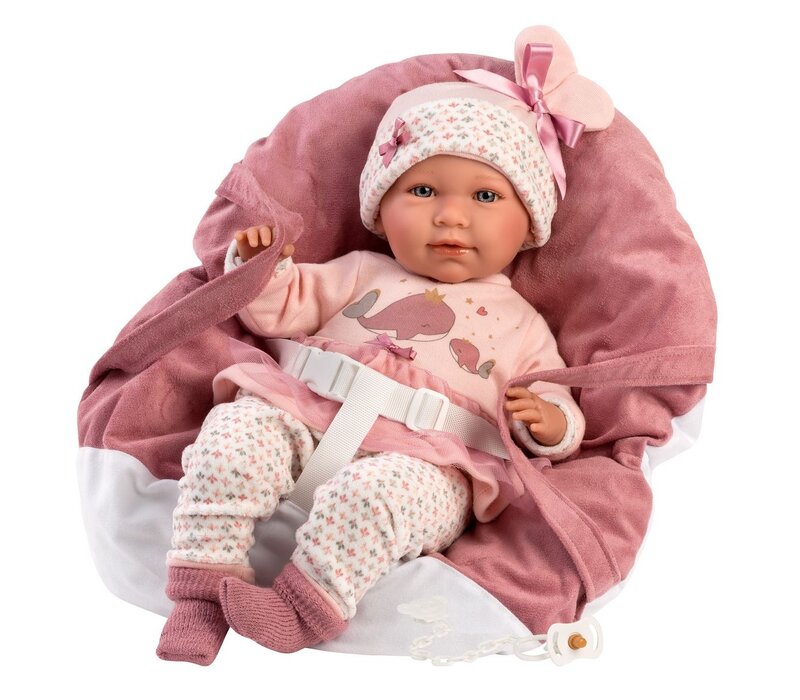 Poupée Llorens 42 cm – Bébé Mimi – Nouveau-né qui pleure avec porte-bébé