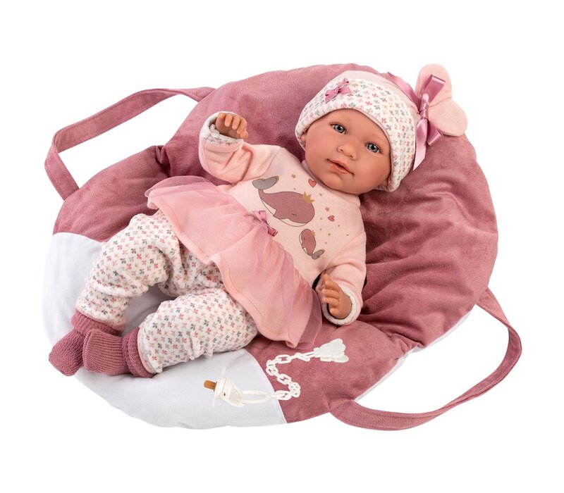 Llorens pop 42 cm – Babypop Mimi – Huilende pasgeborene met draagzak