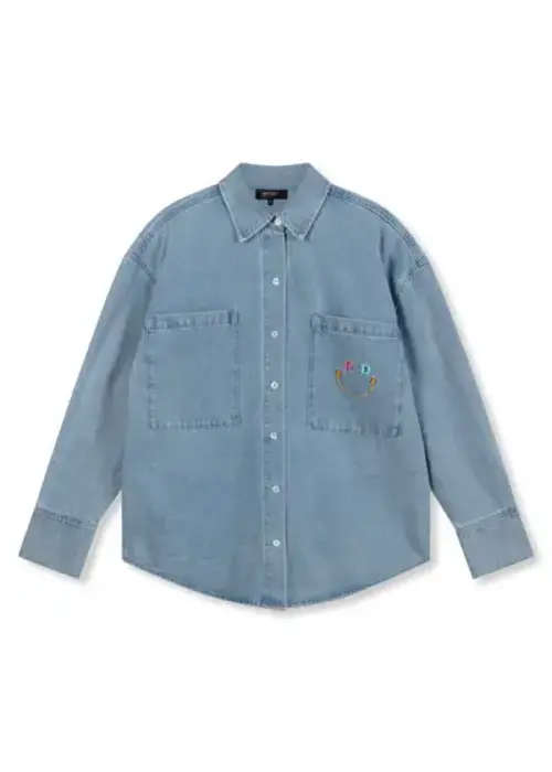 Refined Department Refined Department - Ladies Woven Denim  Smiley Blouse Ginny