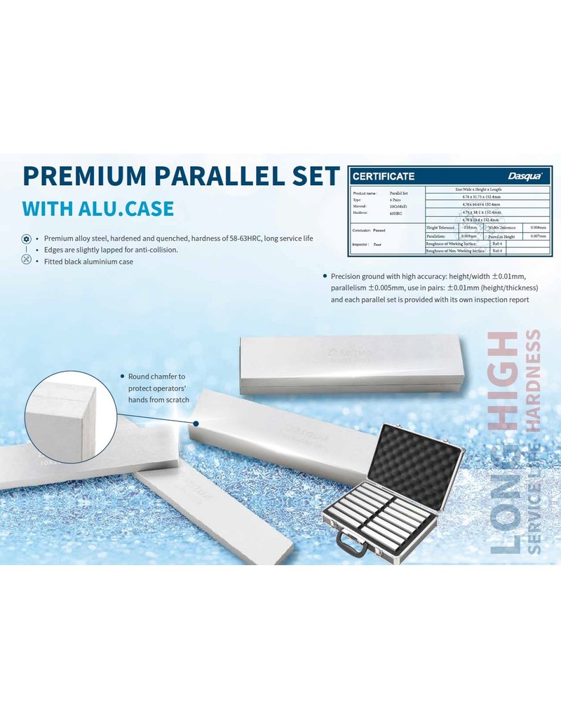 Dasqua Parallelvlakstukkenset 14paar 4x150mm(14,16,18,20,22,24,26,28,30,32,35,40,45,50mm)