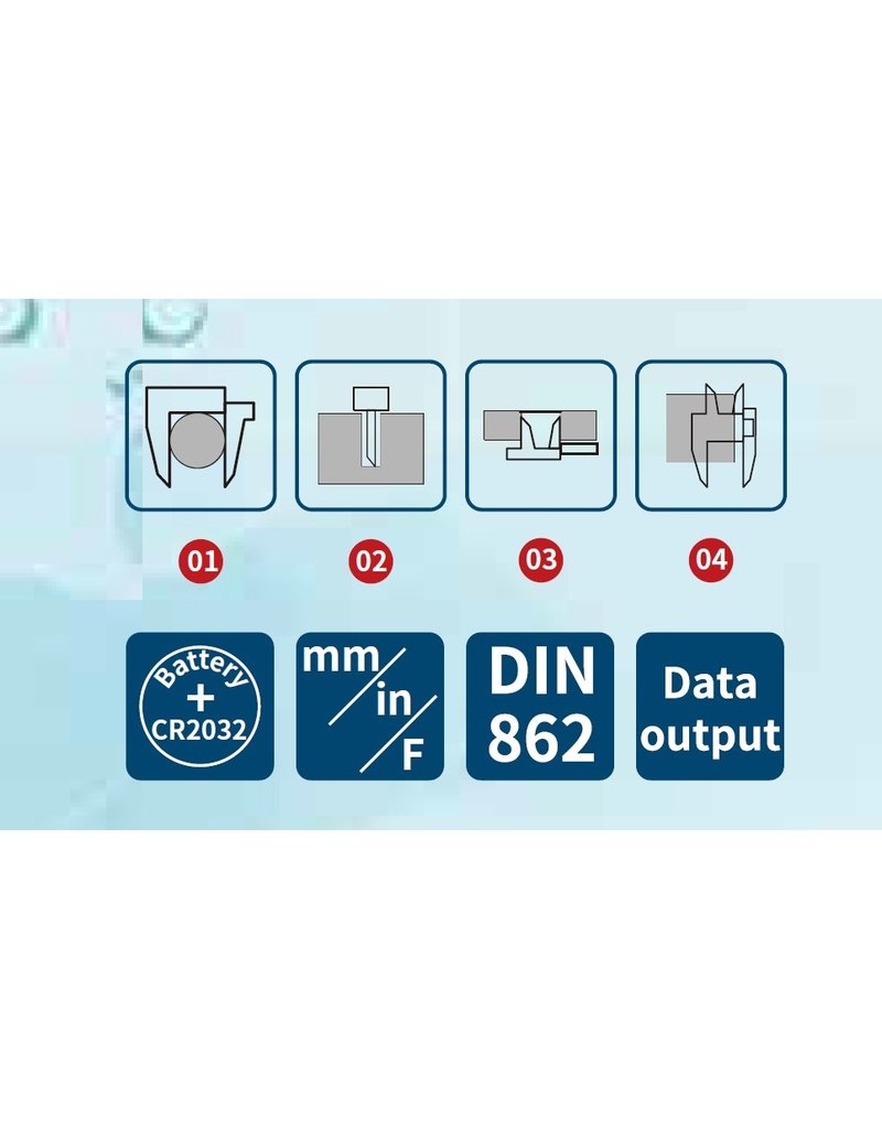 Dasqua Digitale schuimaat met groot display 0-300mm x0,01mm