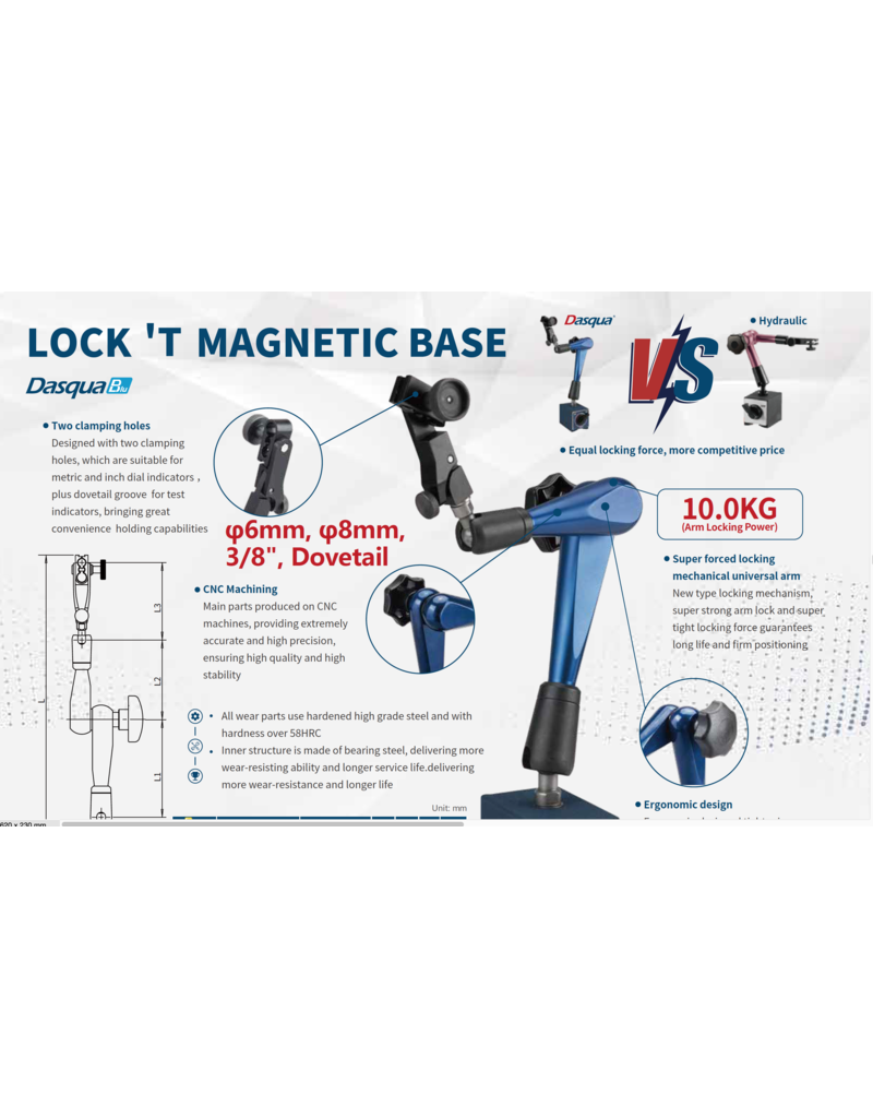 Dasqua Magnetisch meetstatief met centrale vergrendeling 100kg 355mm