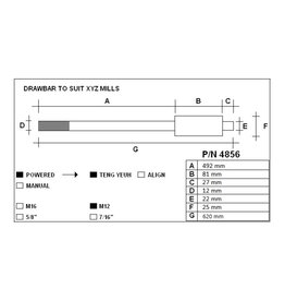 Aantrekstang XYZ RMX 2500 SK30-M12 620mm