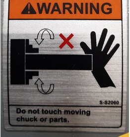 Warning Sticker For Running Chuck On Lathes