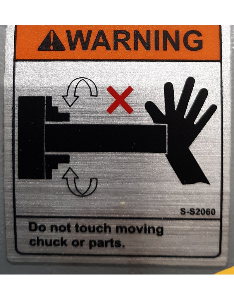 Warning Sticker For Running Chuck On Lathes