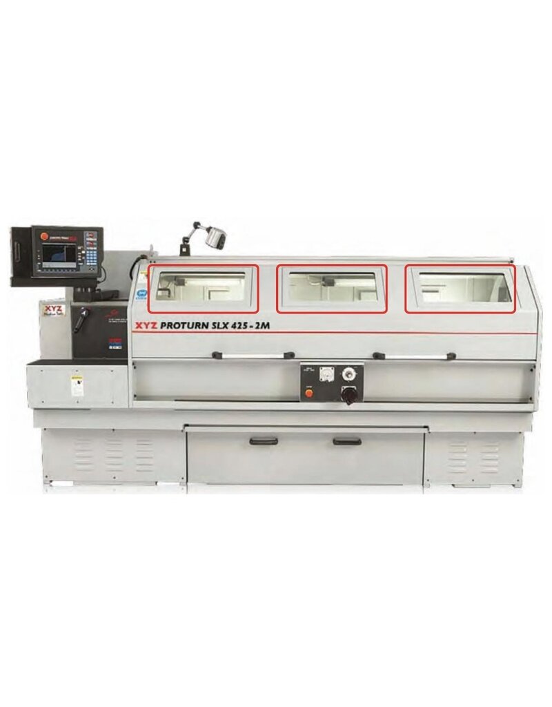 Window Glass 600 x 318mm main Door - SLX 355, 425, 555 Lathe