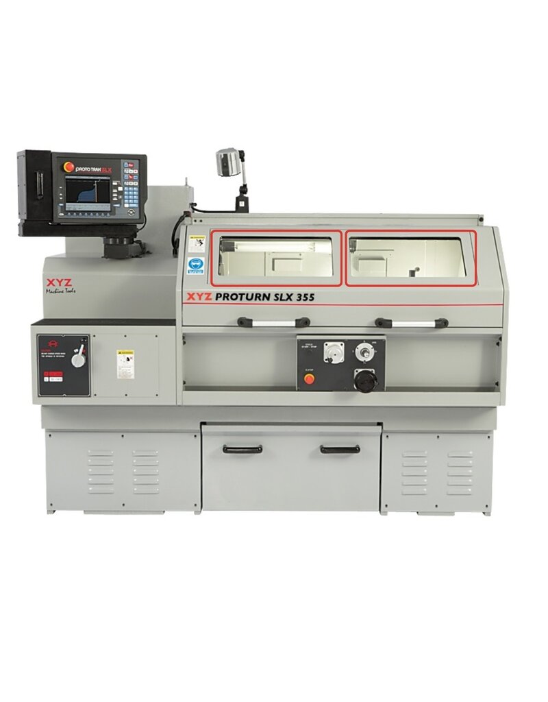 Window Glass 600 x 318mm main Door - SLX 355, 425, 555 Lathe