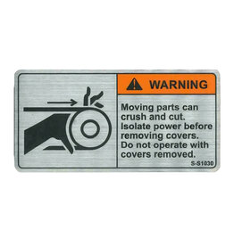Warning Label For Moving Parts Can Crush And Cut